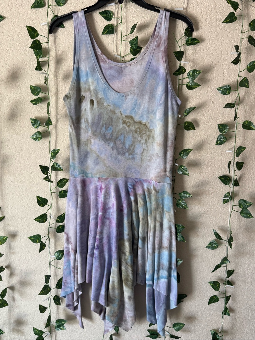 Pastel Tie-Dye Handkerchief Hem Mini Dress - Multi Pastel